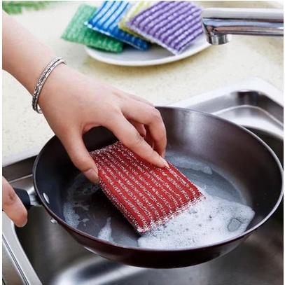 Sponge Cuci Piring Metalik Warna Warni Spon Sabut Jaring Dishwashing