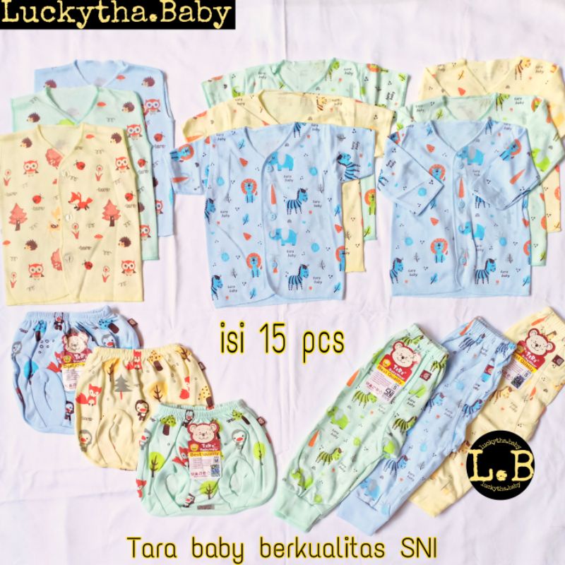 set Tara 15 pc_paket baju bayi  berkualitas SNI lembut &amp; halus Tara warna / setelan tara