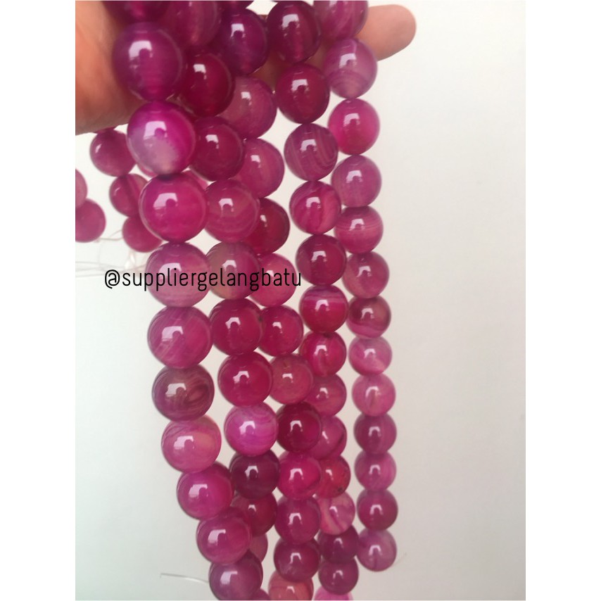 bahan batu 14mm Purple Agate glossy aksesoris korea gelang kalung batu craft beads pria wanita model