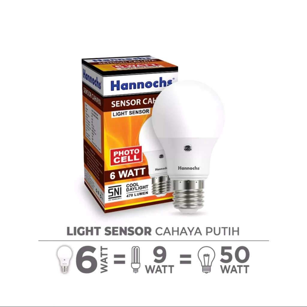 Hannochs Lampu LED Sensor Cahaya / Light Sensor 6 Watt - Cahaya Putih