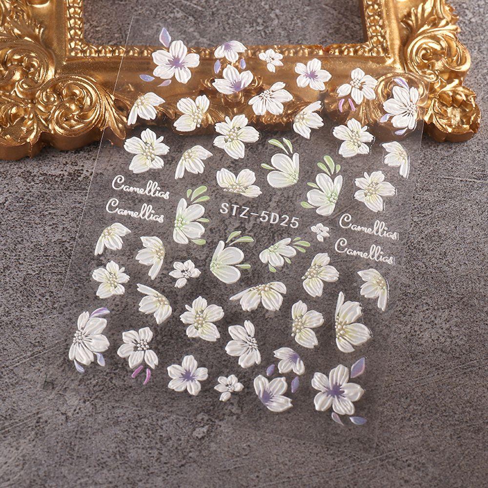 Preva Nail Art Sticker Decals Untuk Wanita Perempuan Desain Ukiran Perekat Diri Campanula 5D Hollow