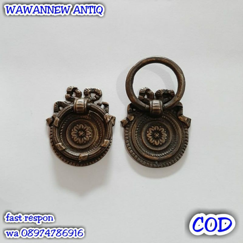 Handle / Tarikan Laci Lemari Jendela Pintu Rumah Kuningan Motif Merry 5cm