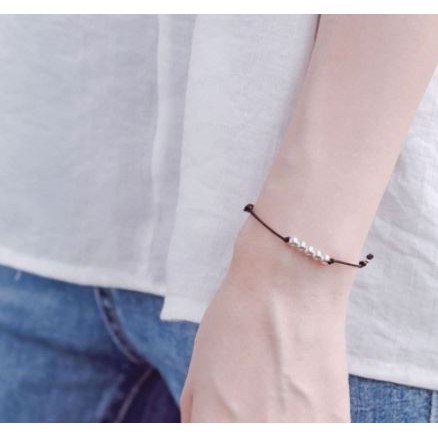 Gelang BTS Jimin 5 SILVER BEADS TALI KOREA HITAM