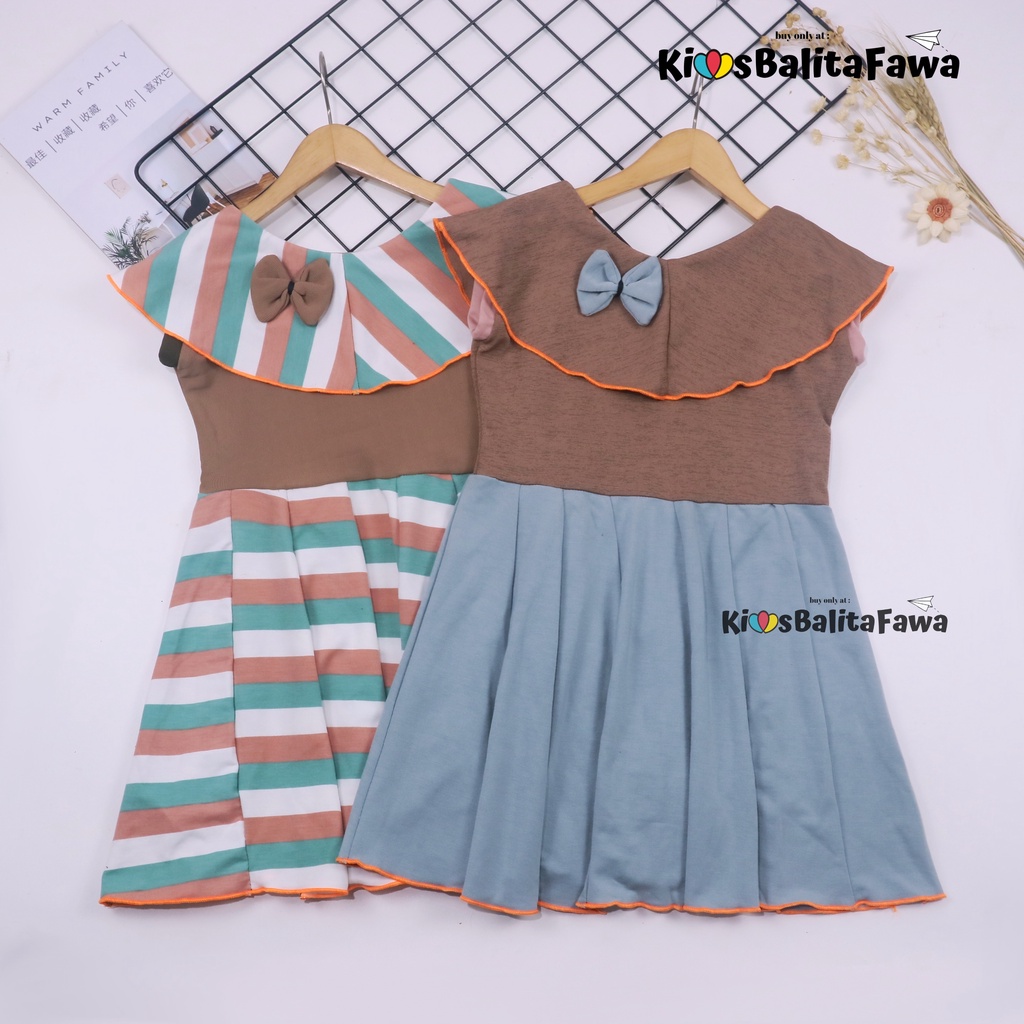 Dress Evelin uk 3-4 Tahun / Baju Anak Perempuan Atasan Model Dres Cewek Gaun Pesta Motif Polos Bunga