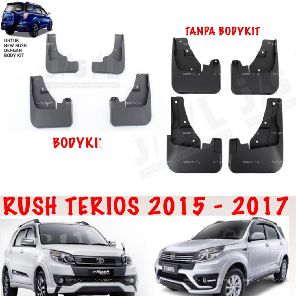 Mud Guard New Rush Terios 2015 2017 Karpet Lumpur Body Kit / Tanpa