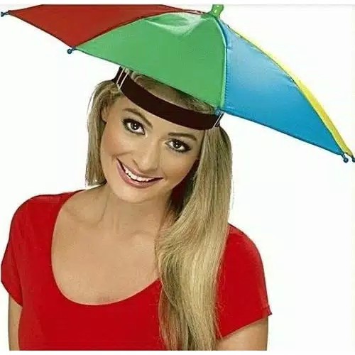 Payung Topi / Headband Umbrella Hat/ Topi Payung Mancing / Payung Kepala motif PELANGI 60 cm