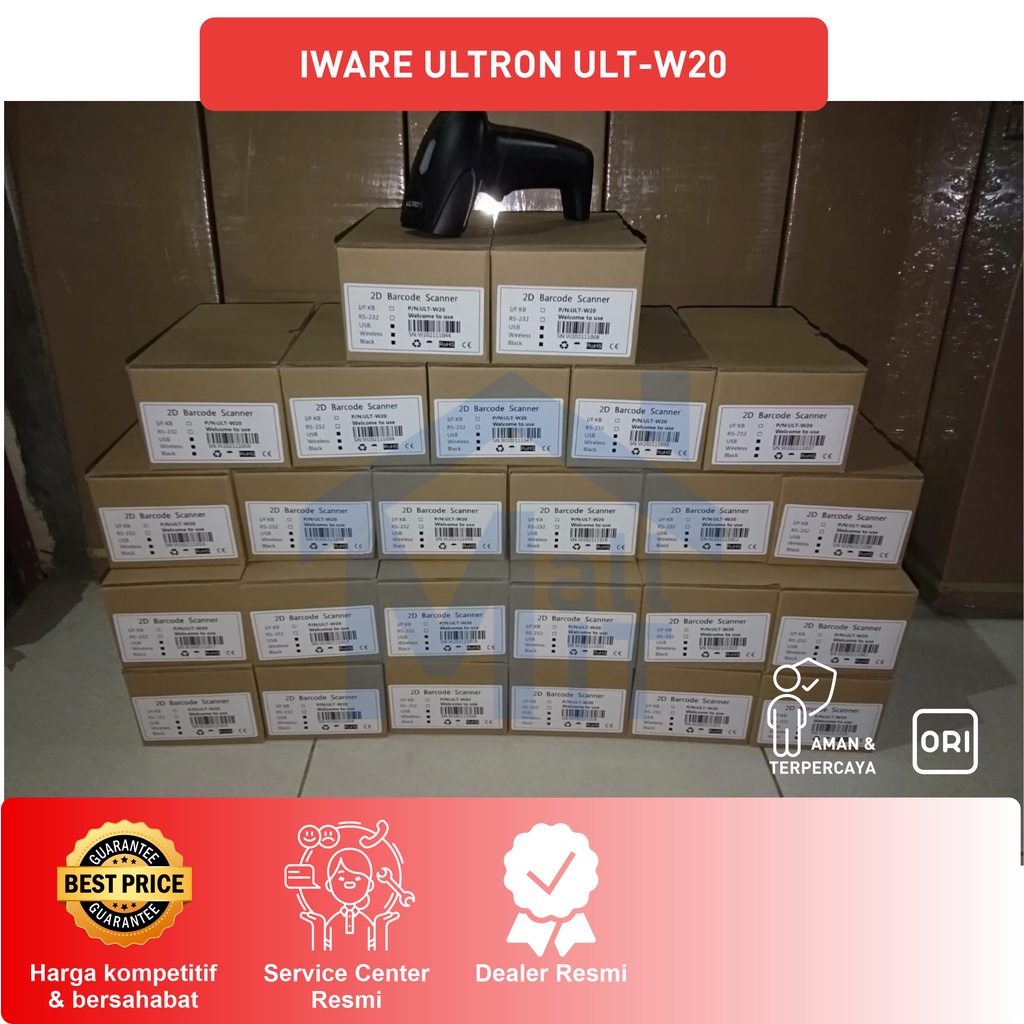 Barcode Scanner KOTAK 1D 2D ULTRON W20 ULT-W20 ULTW20 WIRELESS TEMBAK