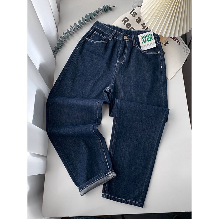 Good Luck New Korean Highwaist Looe Celana Harem Jeans Wanita Ukuran Jumbo