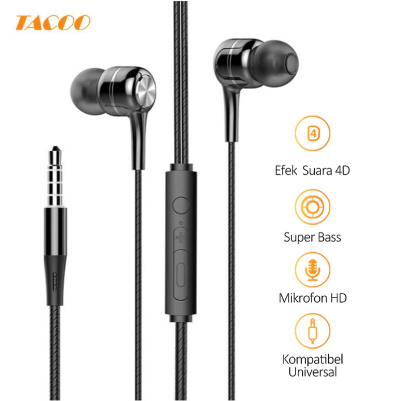 

TACOO Earphone TEH0411 /Headset In-Ear Deep Bass Stereo + Microphone black