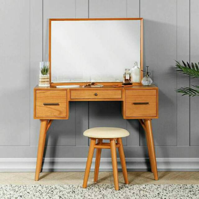 Set meja rias jati retro minimalis && meja rias kamar set dipan lemari tolet jati kursi jati