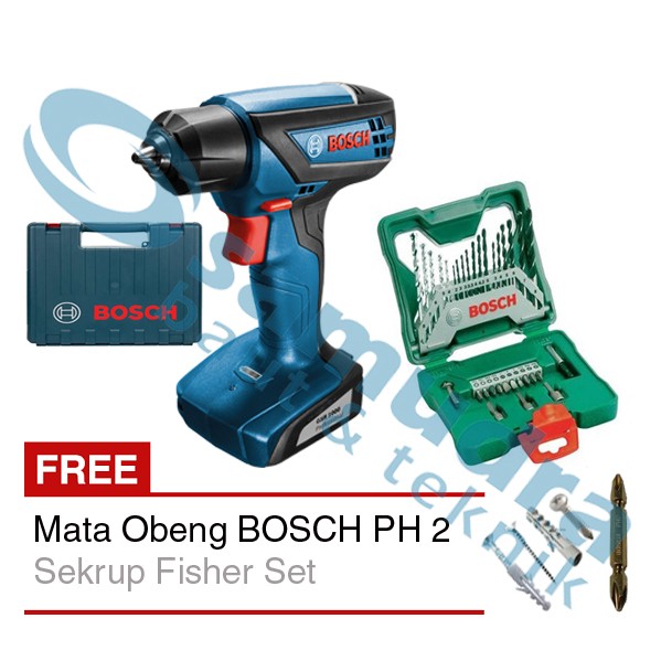 Mesin Bor Baterai BOSCH GSR 1000 + BOSCH 33-piece X-Line + Mata Obeng
