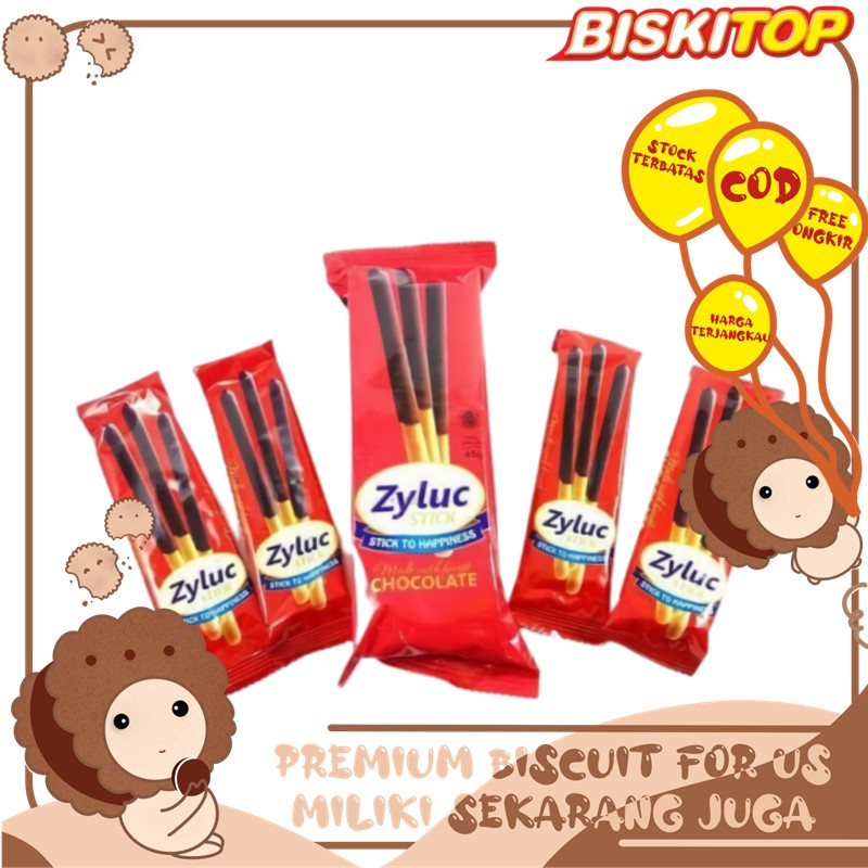 

BISKITOP - ZYLUC STICK CHOCOLATE TRAY 33g Biskuit Stik Anak Dewasa Rasa Coklat Enak Renyah Terbaru