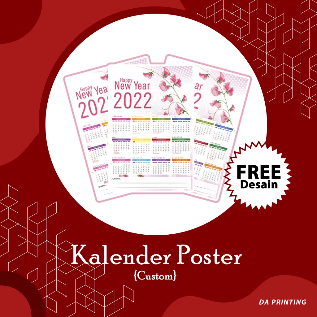 

[DA PRINTING] Kalender Poster 2022 A3/ Kalender Dinding Poster/ Kalender Dinding Custom Murah