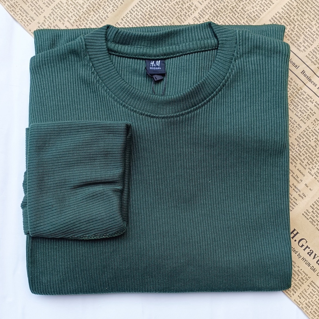 PART II Kaos Rib Premium / Kaos Grosir / Kaos Rib Premium Tebal / Kaos Lengan Panjang Termurah-Hijau Botol