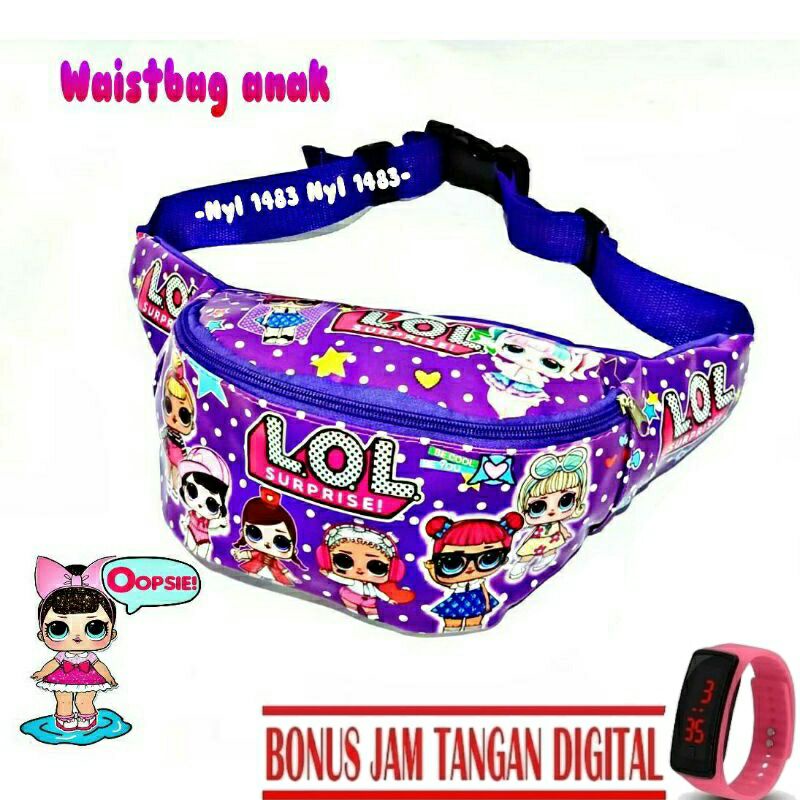 tas selempang anak perempuan FREE JAM TANGAN DIGITAL waistbag anak perempuan tas bahu anak COD