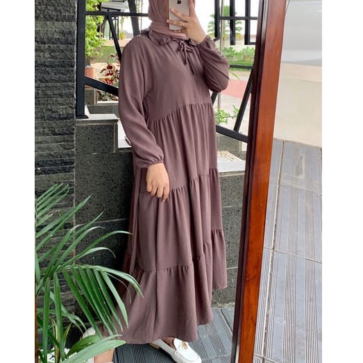 Orimoza Maxi Dress Wanita Rayon Crinkle Busui-MIDI ENEEZ BURGUN112