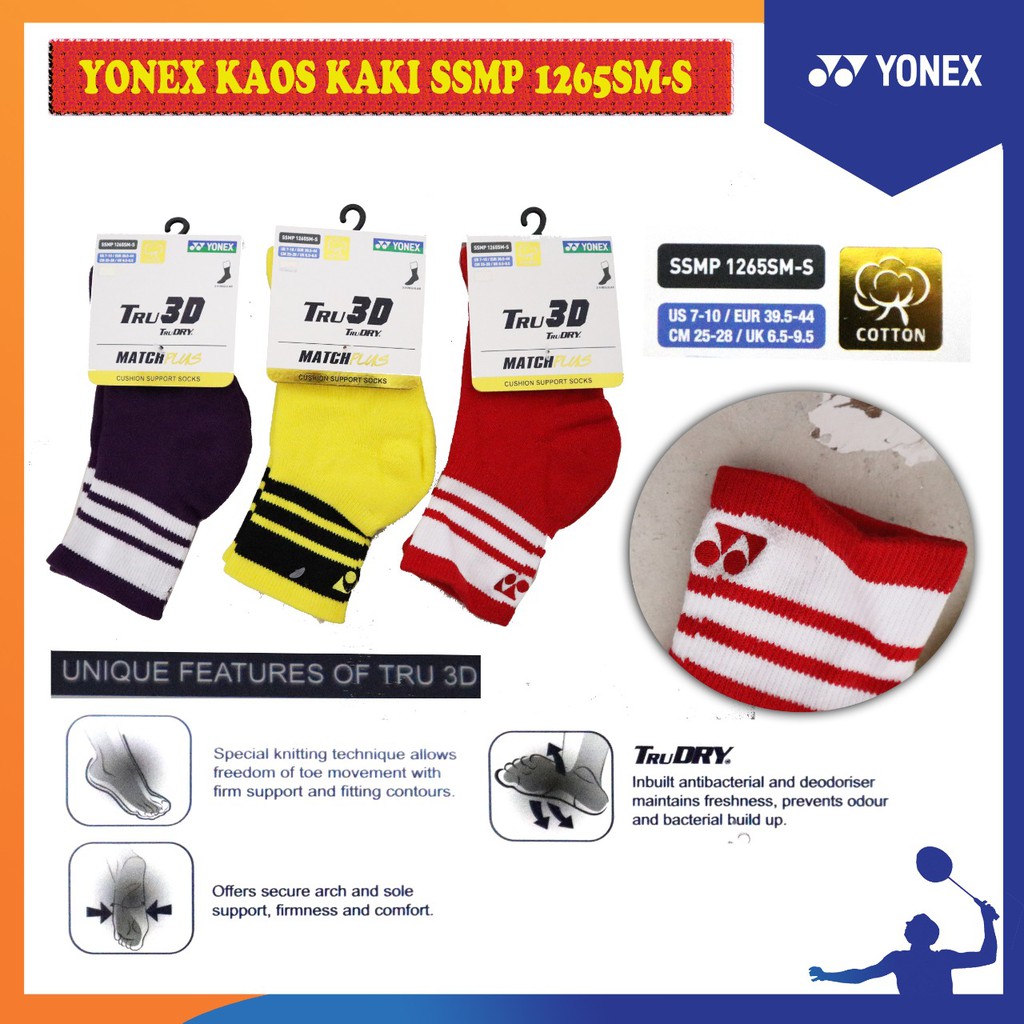 Kaos Kaki Badminton YONEX SSMP 1265 S SR - 3/4 Reguler - Original