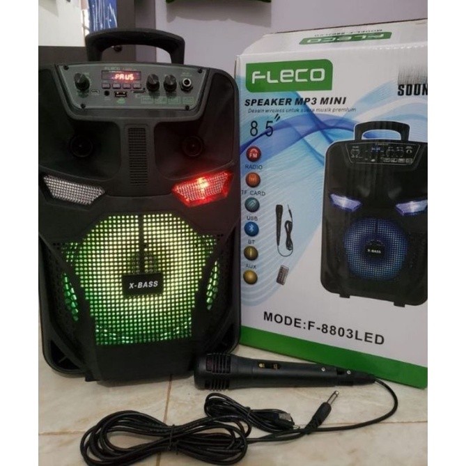 COD SPEAKER BLUETOOTH KARAOKE 8'5 INCH F-8803 PLUS MIC KARAOKE X-BASS//SALON AKTIF FLECO F-8803//SPEAKER KARAOKE