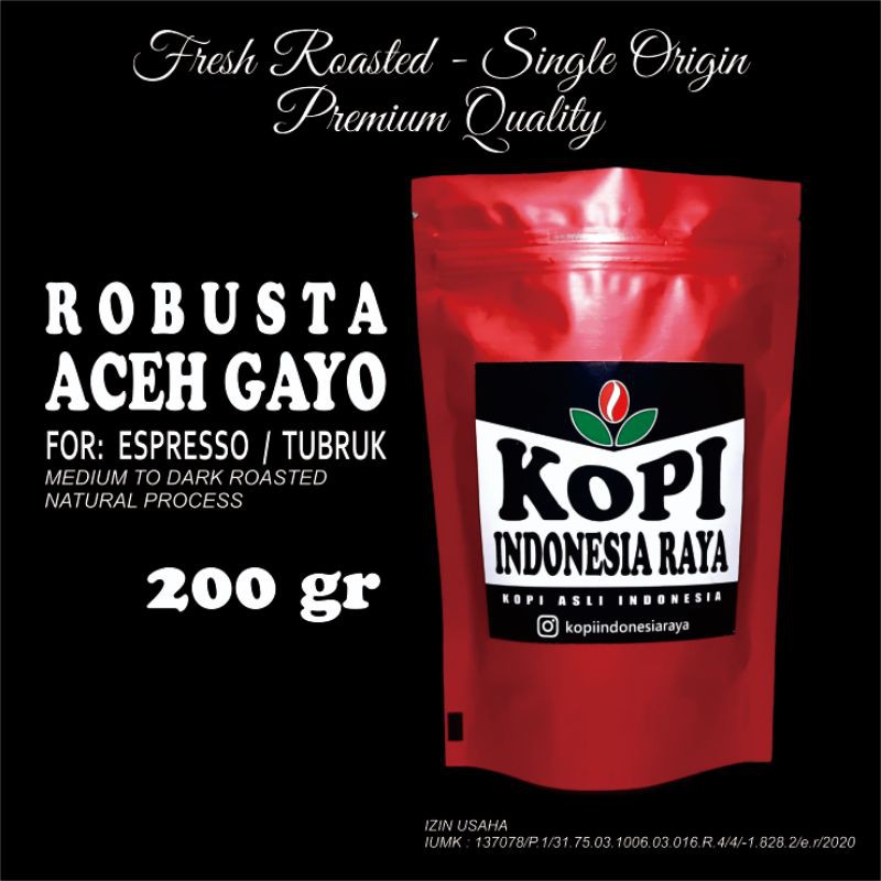 

Espresso Kopi Susu Fine Robusta Aceh Gayo biji bubuk kopi 200 gr