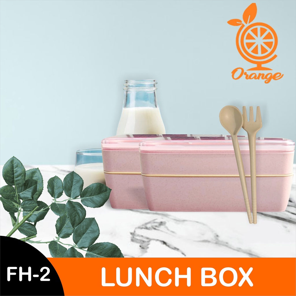 Kotak Makan Lunchbox Gandum Lunchbox Sekat Tempat Bekal Makanan Kotak Bekal Lunch Box Kotak Makan 2 Tingkat Gaya Jepang -Wonderdekorasi