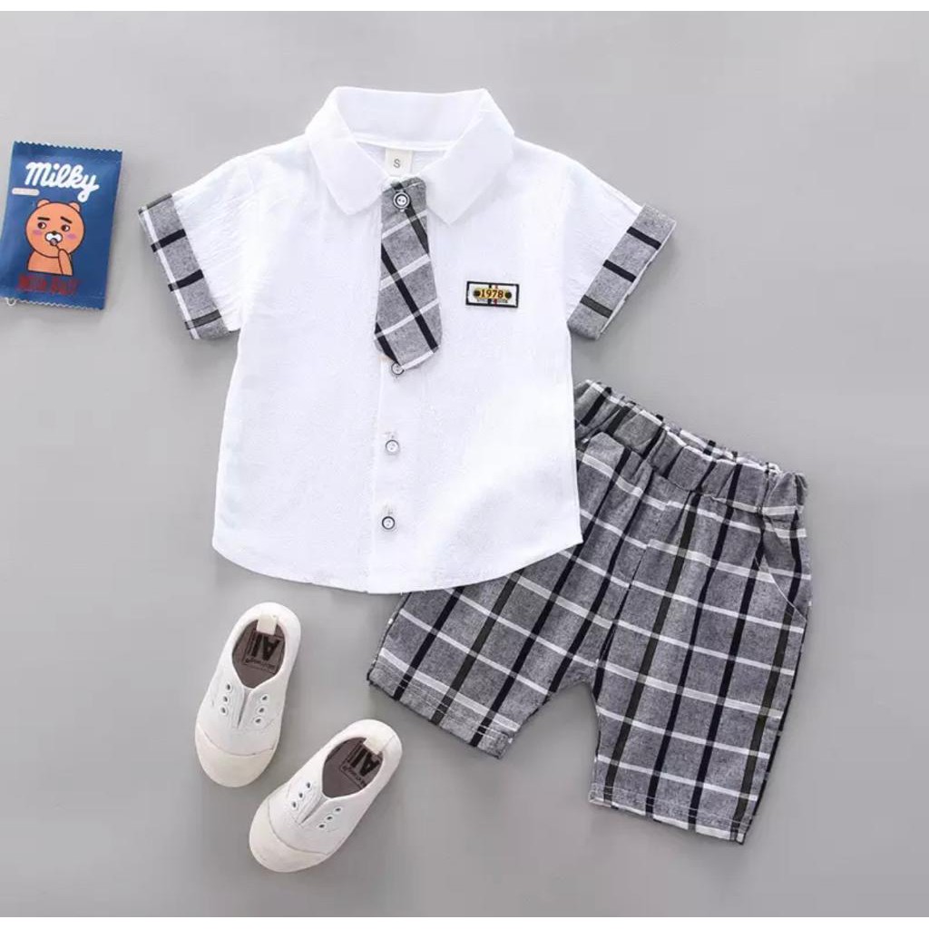 COD-PROMO SETELAN KEMEJA ANAK BAJU ANAK LAKI LAKI SETELAN DASI ANAK 1-5 TAHUN PAKAIAN ANAK LAKI LAKI BAJU ANAK LAKI LAKI TERBARU SETELAN ANAK TERLARIS