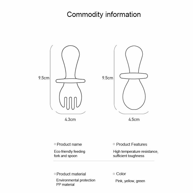 Prettygood2Pcs/set Sendok + Garpu Bayi Gagang Pendek Untuk Bayi / Alat Makan Bayi / Sendok Dan Garpu Bayi -PD