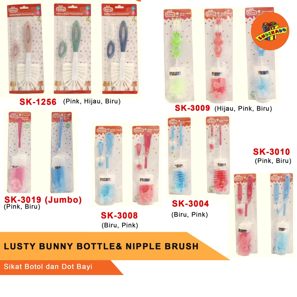 BUNNY BOTTLE &amp; NIPPLE BRUSH- Sikat Botol dan Dot Bayi