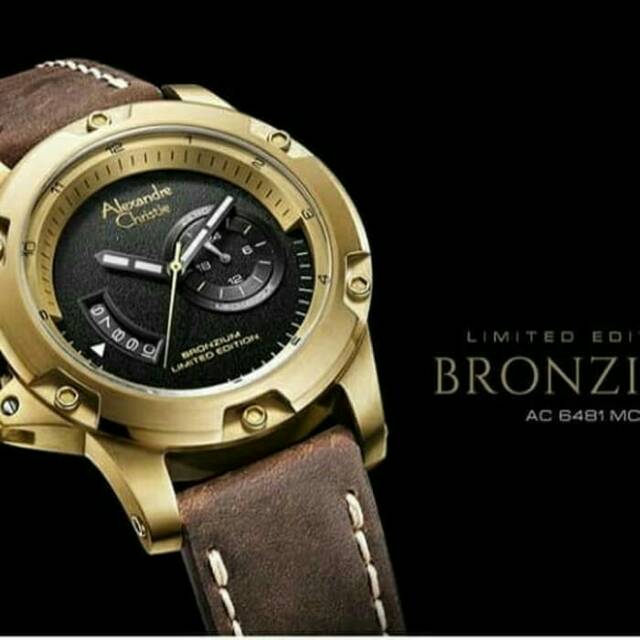 JAM TANGAN PRIA ALEXANDRE CHRISTIE BROWNZIUM AC 6481 COWOK AUTOMATIC LIMITED EDITION KULIT BROWN ORI