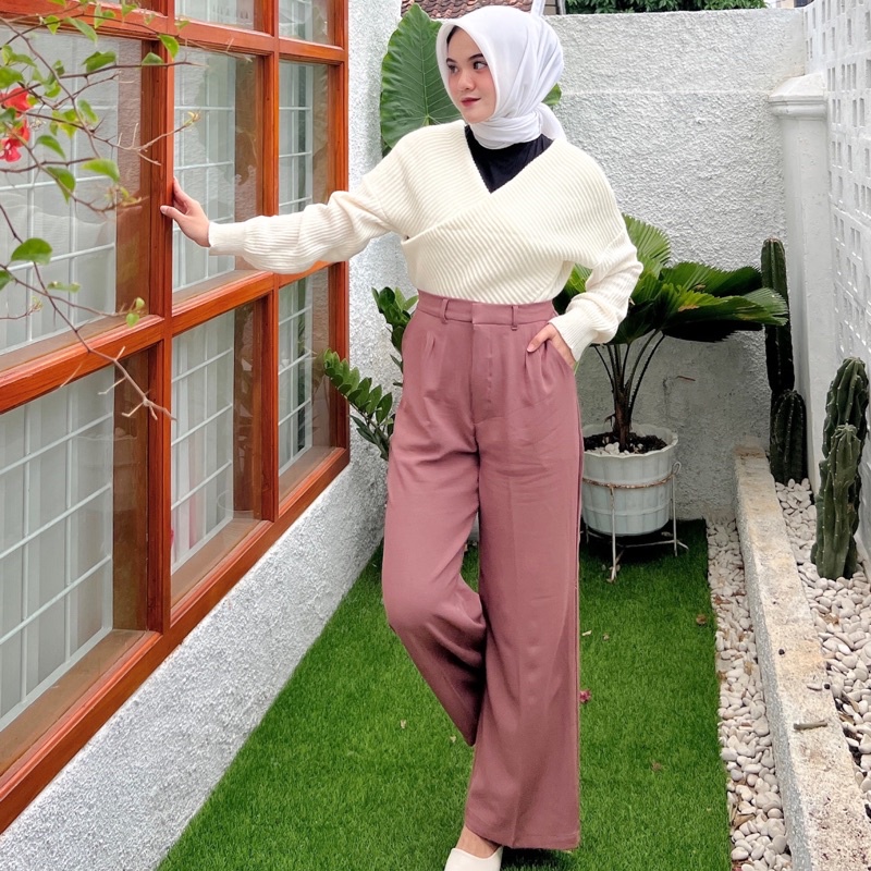 AISHA LOOSE PANTS BY VITAFA ID | FLOWY PANTS | WIDE LEG PANTS | CELANA HIGHWAIST FLOWY