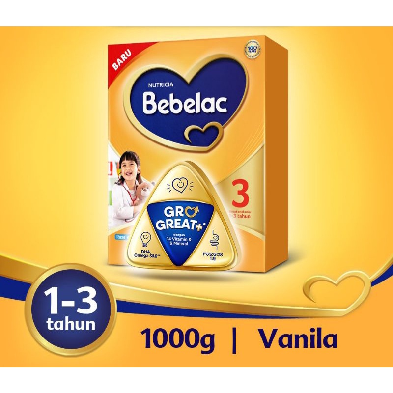 BEBELAC 3 / 1+ VANILA 1000 G SUSU PERTUMBUHAN ANAK 1 KG