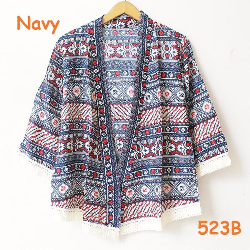 Terlaris  cardigan kimono katun batik rumbai motif etnik modern motif parang  Murah