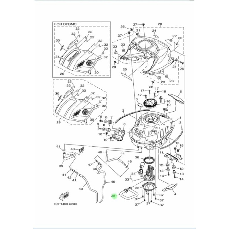 Selang injektor R25 ASLI /selang injector R25 R 25 ORI  YAMAHA 1WD E3971 00