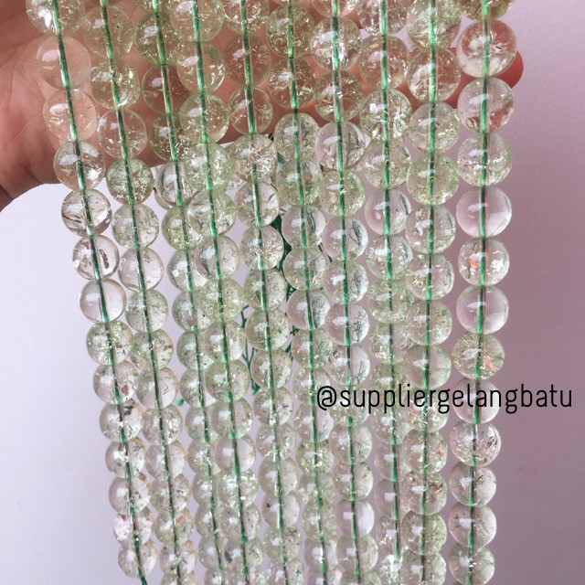 semi stone rutilated kuarsa quartz green 12mm hijau gelang kalung aksesoris beads craft supplier