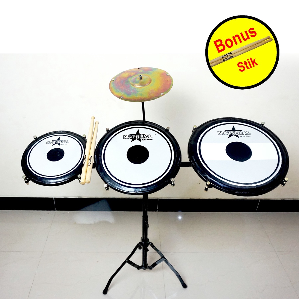 DRUM TAMTAM SATU SET (BONUS STIK) 1 SIMBAL DAN 2 SIMBAL / TAMTAM PENGAMEN / TAMTAM ANGKLUNG /TAMTAM DRUMBAND / MAINAN ANAK TAMTAM DRUM