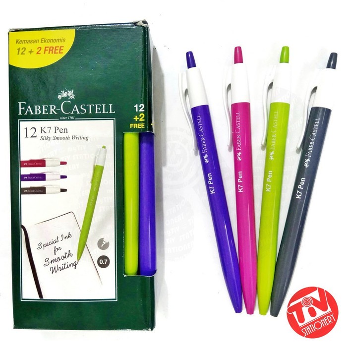

Hari Ini Pulpen Faber Castell K7 0.7 Mm (1 Pack = 12+2 Pcs) Trendi