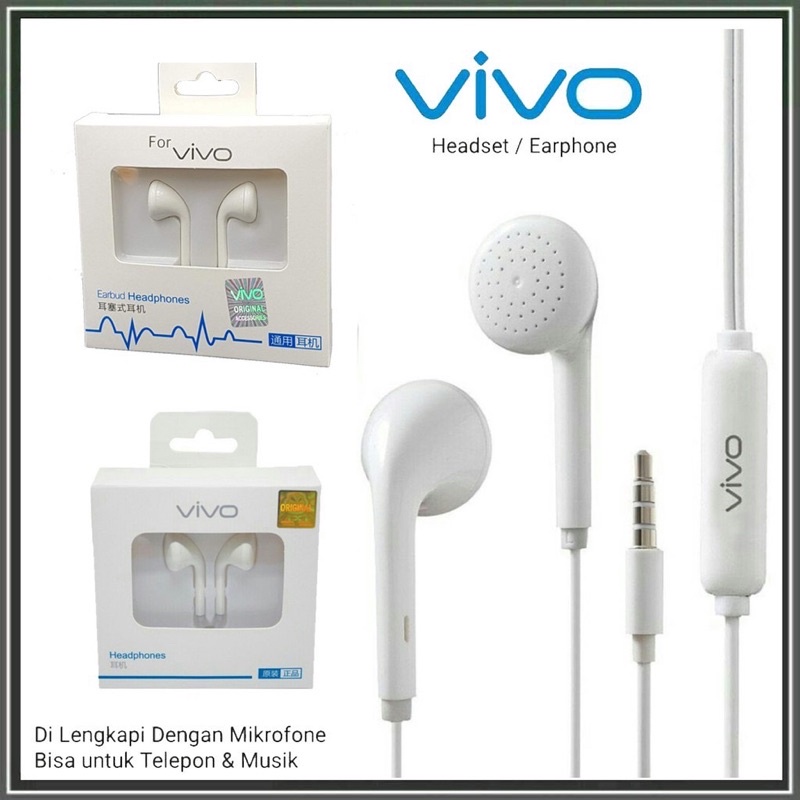 ELITEE HEADSET VIVO ORIGINAL 99% + MIC / EARPHONE VIVO ORI MH133