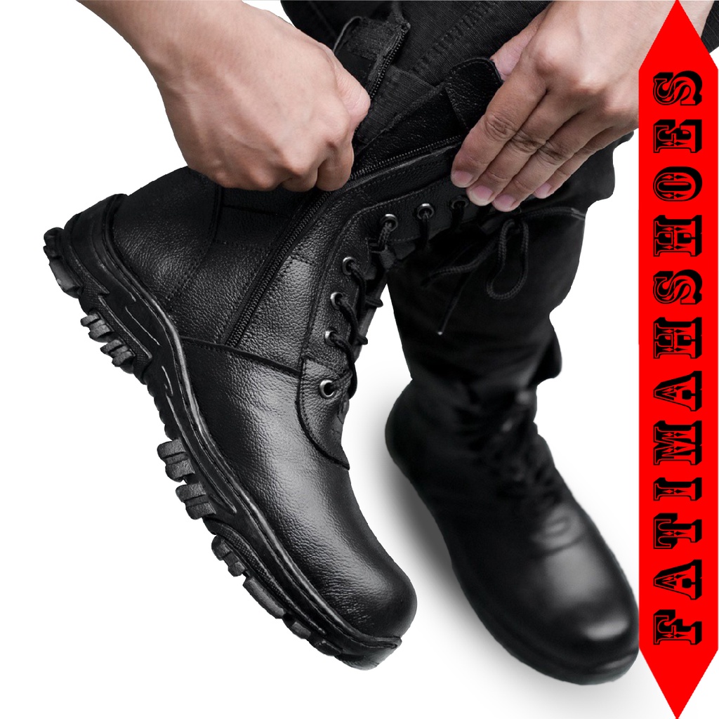 Sepatu Pdl Kulit Pria Sepatu Boots Pria Safety Ujung Besi Sepatu Tni Sepatu Polisi Sepatu Tentara