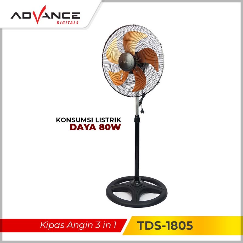 Kipas Angin Advance TDS18 3in1 TDS 1805 multifungsi kipas angin Tornado fan / kipas berdiri / kipas dinding / meja / TDS 18 kipas besi kipas stainless baling besi