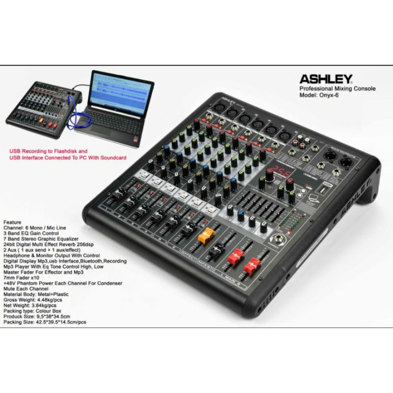 Mixer Audio Ashley ONYX 6 Profesional Analog Mixer