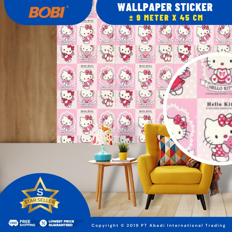 Wallpaper Sticker Motif Hellokity Z5322 Tipis Uk. 9mx45cm