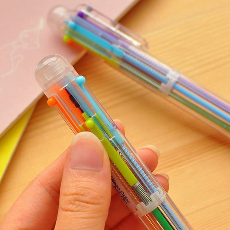 1pc Pulpen Tinta 6 In 1 Motif Kartun Warna Warni Untuk Sekolah / Kantor
