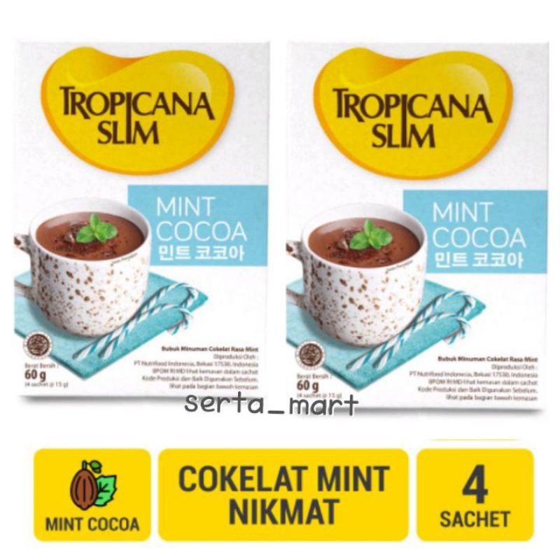 

Tropicana Slim Mint Cocoa Box 4x15gr - Minuman Cokelat Mint 4's