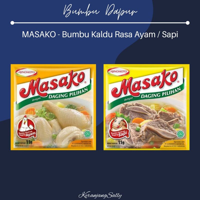 

[1renteng = 12 sachet x 9gr] Masako Bumbu Kaldu 9gr rasa Sapi atau rasa Ayam | bumbuvian bumbu dapur