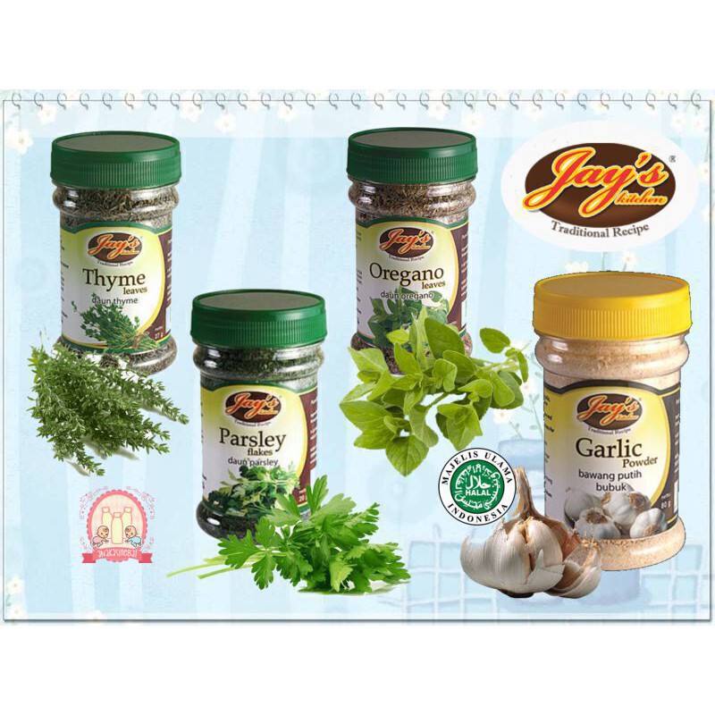 [HALAL] JAY'S Aneka Bumbu Dapur Jays Oregano / Thyme / Basil / Bay / Parsley Jay Daun Kering