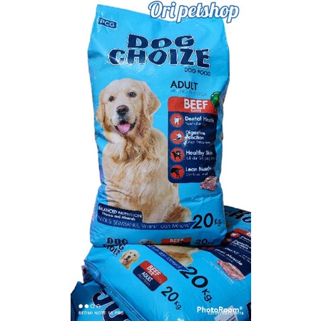 (grab - gojek) dry dog food dog choize 20kg - makanan anjing kering dog choize rasa beef kemasan frespack freshpack