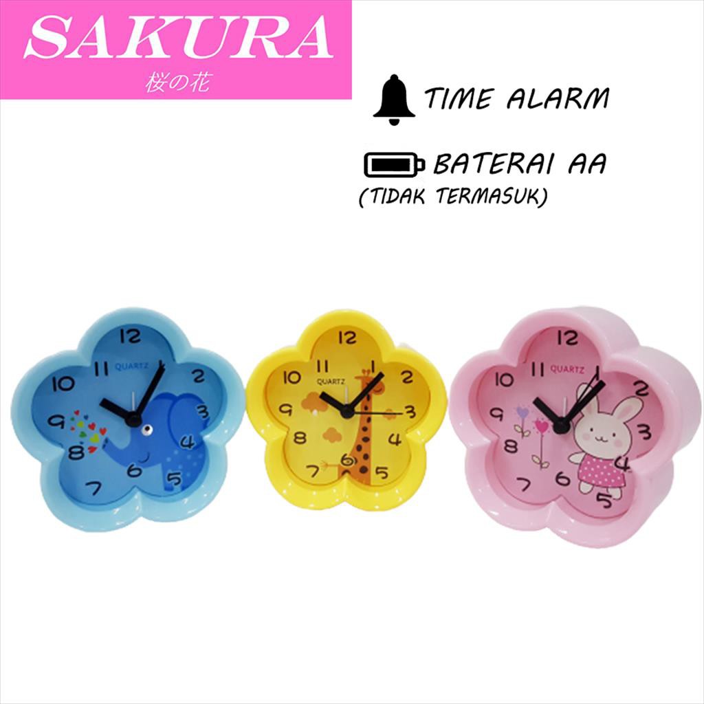 SAKURA Jam Weker/ Jam Beker/ Jam  Meja/ Jam Alarm Bunga 285