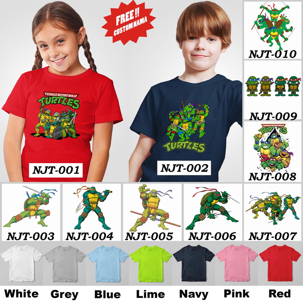 [FREE NAMA !!] Kaos Anak &amp; Family Ninja Turtle 100% COTTON PREMIUM