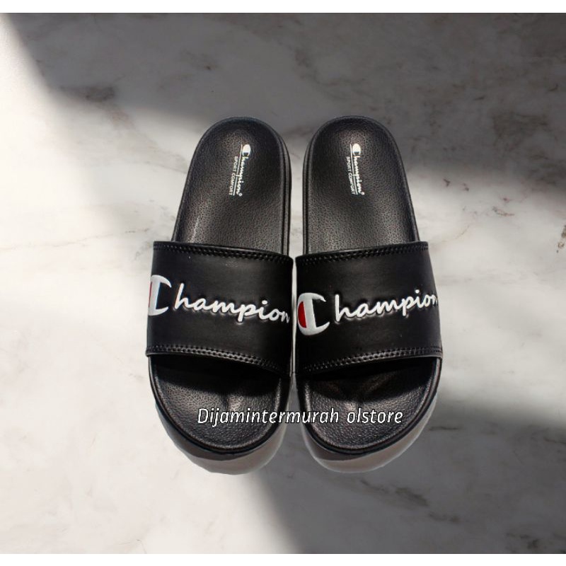 UNISEX 36-44 SANDAL SLIDE SANDAL SLOP SLIP FLIP FLOP GRADE ORI PRIA WANITA TERMURAH BERKUALITAS-Champions Tulisan Bw