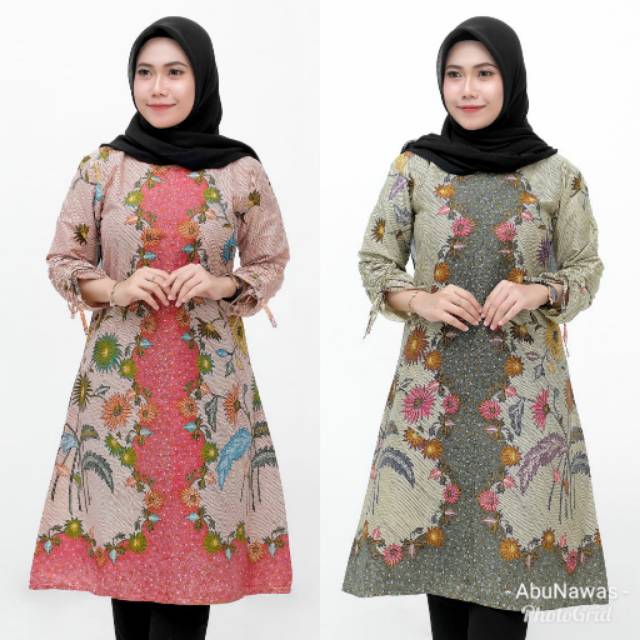 Tunik Batik Bunga Cantik Katun / Atasan Wanita / Blus Wanita / Batik Wanita Modern / Batik Kantor / 