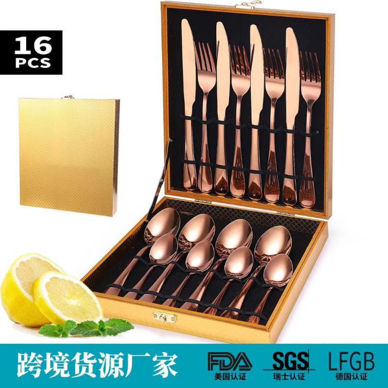 CUTLERY SET isi 16pc / SENDOK SET KEMASAN KOPER GOLD